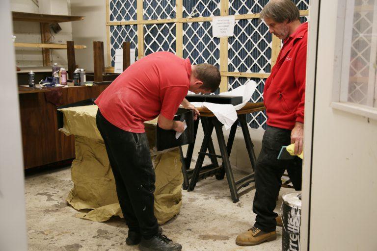 Furniture being restored in workshop after Disaster Recovery Contents Restoration
